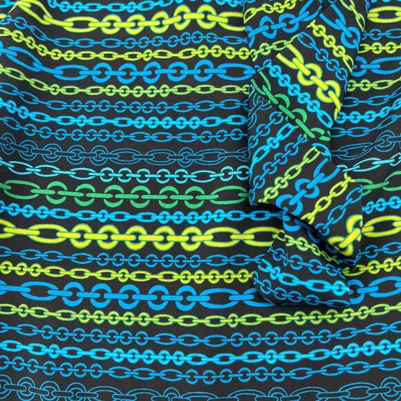 New York & Company Sleeveless Chain Print Blouse With Ruffle Neck Women's Small - Picture 2 of 8